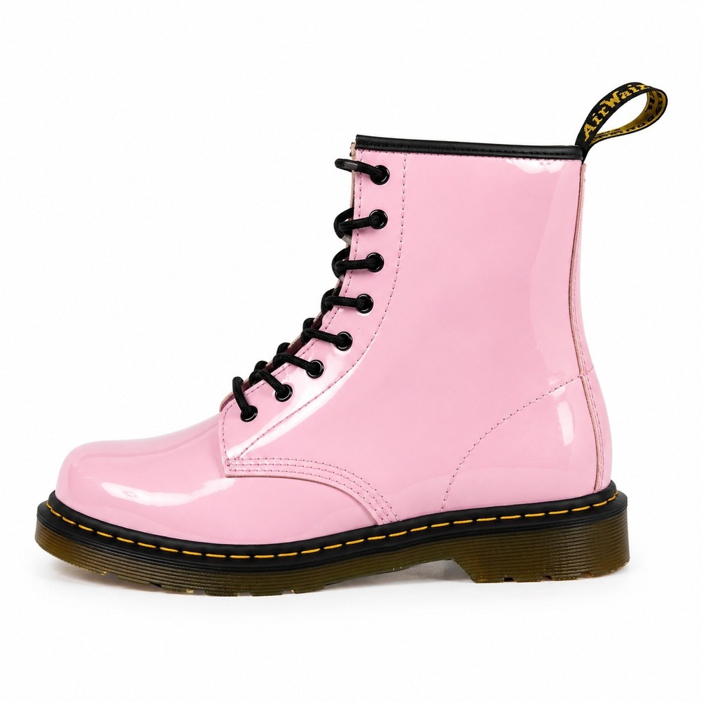 Dr. Martens 1460 Y Pink Patent Leather Lace Up‎ Side Zip Combat Boots Size 6L 5M